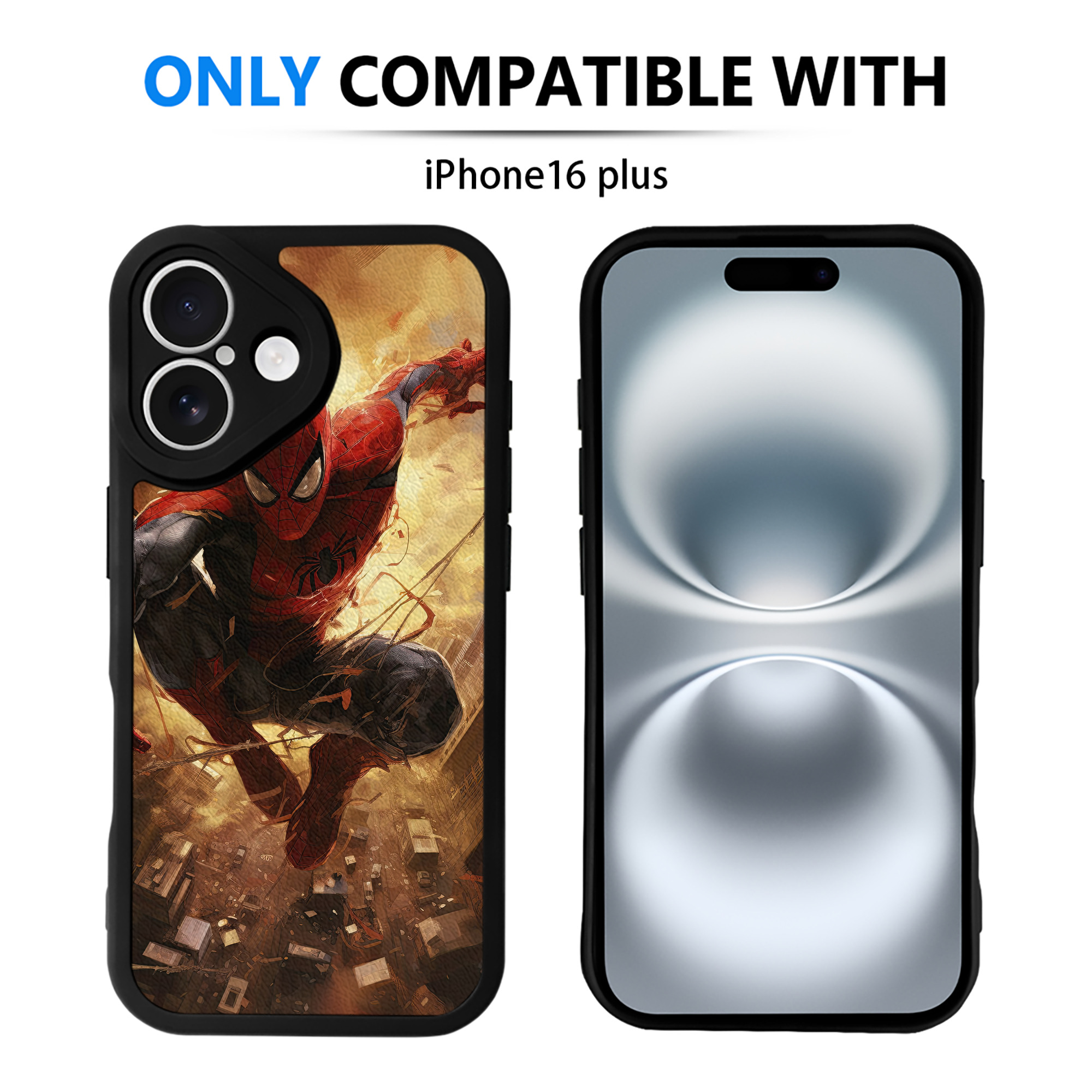 （画像用） Spider Man スパイダーマン 【iPhone 16シリーズ対応】シリコンスマホケース（レザー調） 材質：シリコン
